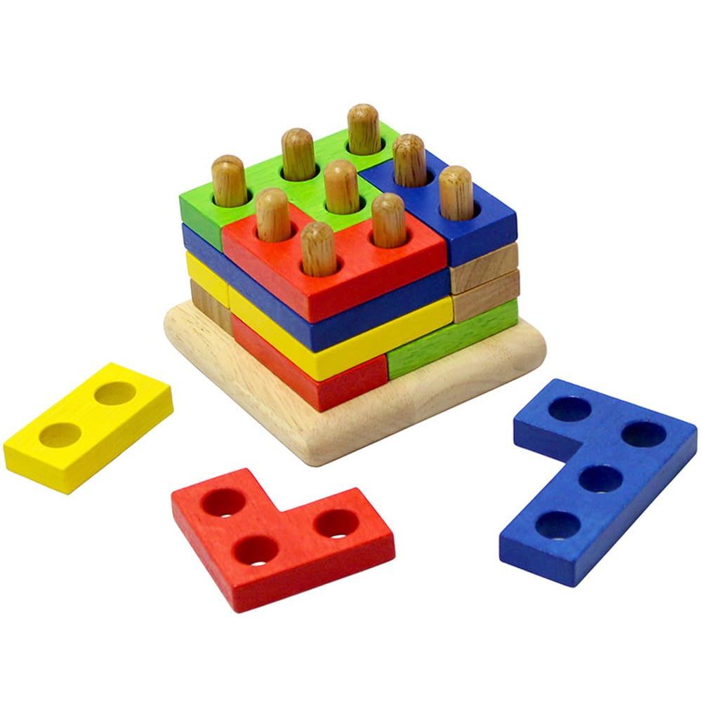 エデュテ 知育パズル 図形認識 空間把握力 集中力 知育玩具 0歳 1歳 2歳 3歳 木のおもちゃ 積み木 型はめ かたはめ 赤ちゃん 木製 おもちゃ VOILA ボイラ スタッキングジグソーズ 誕生日プレゼント 男の子 女の子
