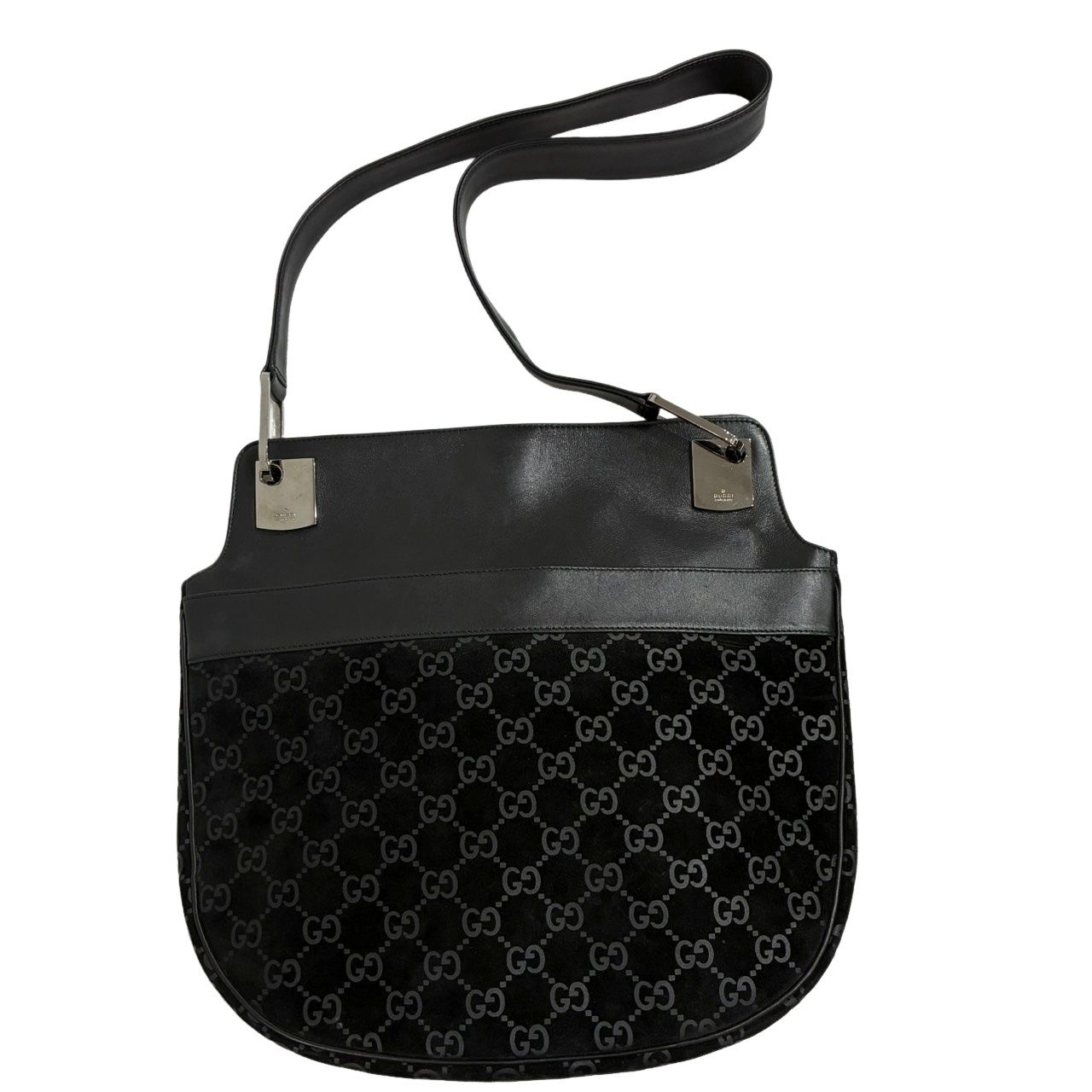 GUCCI グッチ GG柄 ショルダーバッグ 001.3307 ブラック レザー×スエード レディース  【中古】 12604K51 GUCCI グッチ GG柄 ショルダーバッグ 001.3307 ブラック レザー