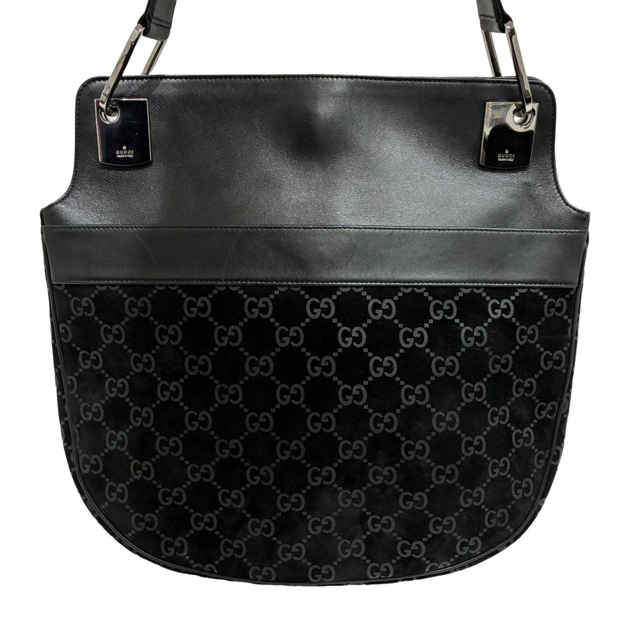 GUCCI グッチ GG柄 ショルダーバッグ 001.3307 ブラック レザー×スエード レディース  【中古】 12604K51 GUCCI - GUCCI グッチ GG柄 ショルダーバッグ 001.3307 ブラック