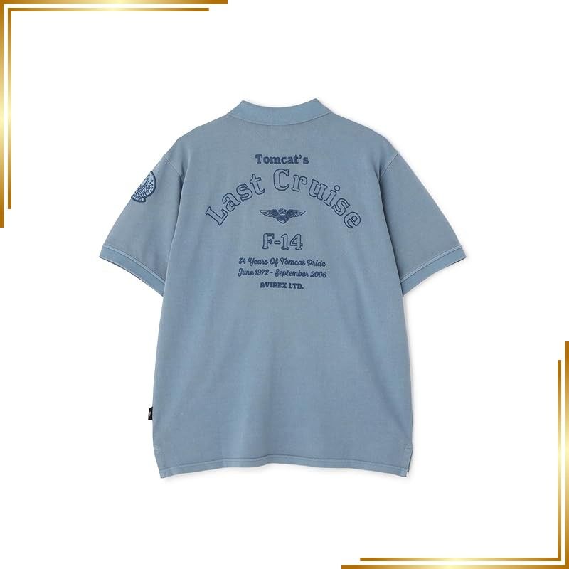 【新品】 [Avirex] [アヴィレックス] FADE WASH LAST CRUISE EMB POLO SHIRT フェイドウォッシ ラストクルーズ 刺繍 ポロシャツ メンズ M 391 サックス 783-5136001 1