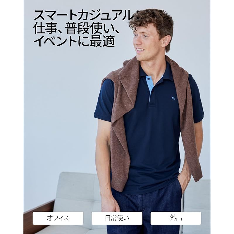 【新品】 [DANISH ENDURANCE] ポロシャツ メンズ オーガニックコットン 半袖 襟付き, ブラック, M 0