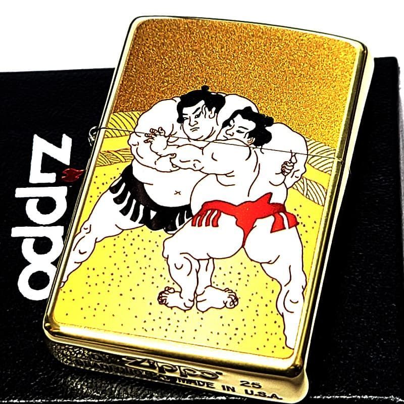 生活家電 ZIPPO ライター 和柄 相撲 浮世絵 ジッポ ゴールド 日本 海外