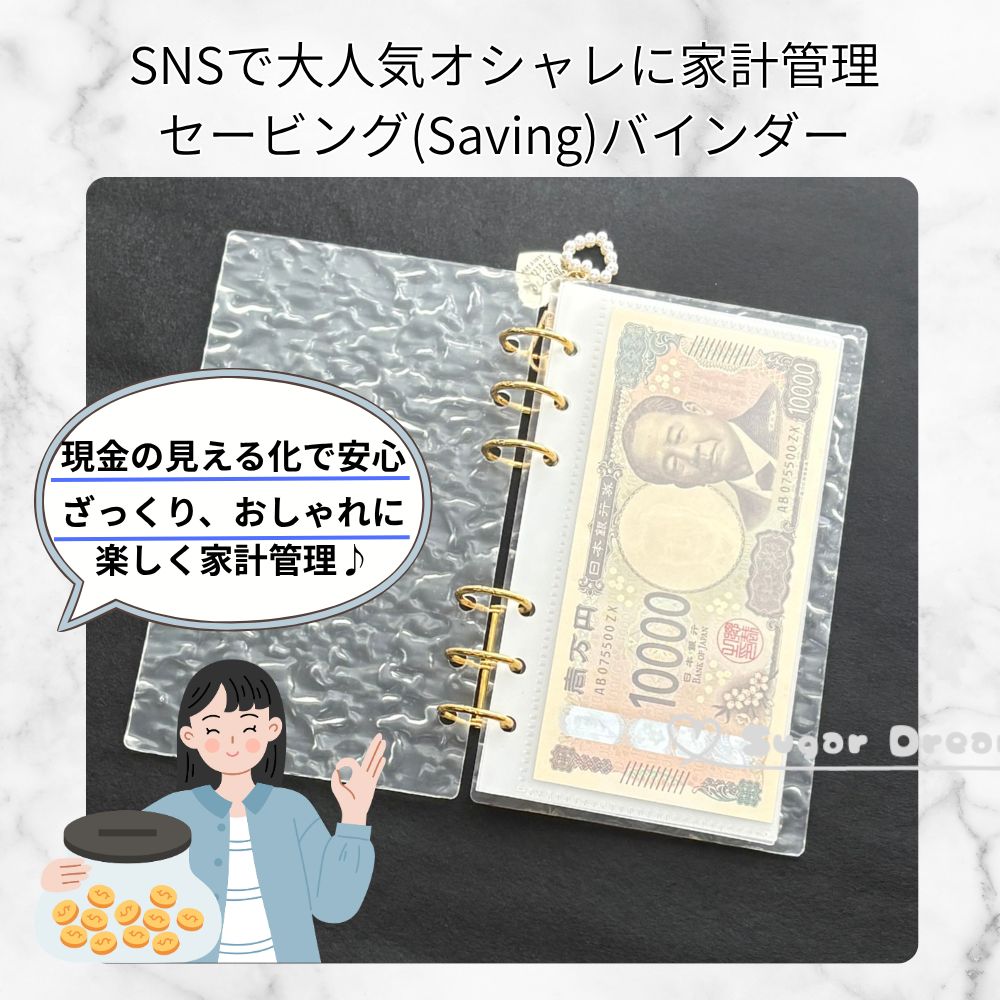 リフィル5枚付き チャーム バインダー貯金 アクリルバインダー saving