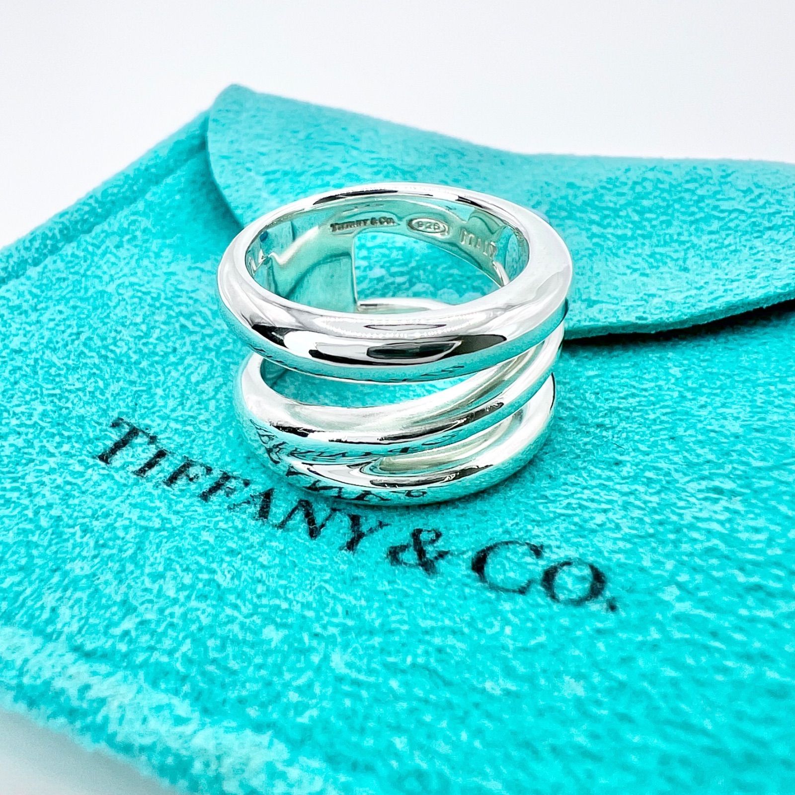 TIFFANY&Co. 希少 極美品 グルーブド リング Ag925 極美品 ティファニー オープン ダイアゴナル リング 7号 TIFFANY&CO
