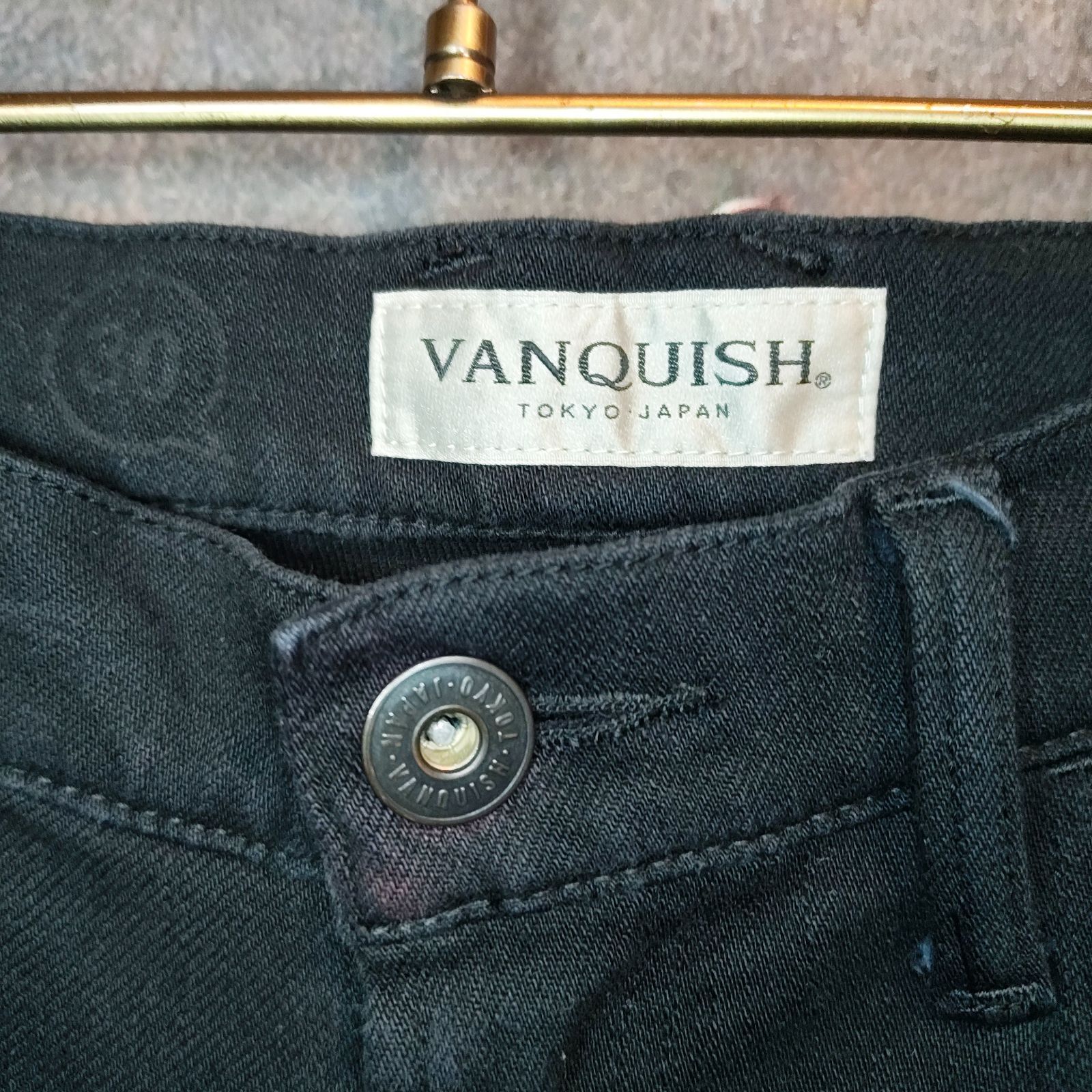 VANQUISH ダメージ加工 ブラックスキニーパンツ 30インチ 黒 Black 