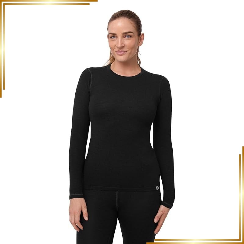 【新品】 [DANISH ENDURANCE] メリノウール 長袖シャツ レディース, ブラック, XL 0