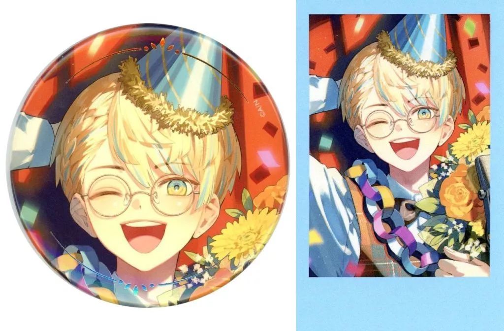 【完売品】にじさんじ✨緋八マナ✨全力お祝いセット2025✨箔押し缶バッジ✨チェキ 中古】グッズセット 緋八マナ 箔押し缶バッジ＆チェキ風カード