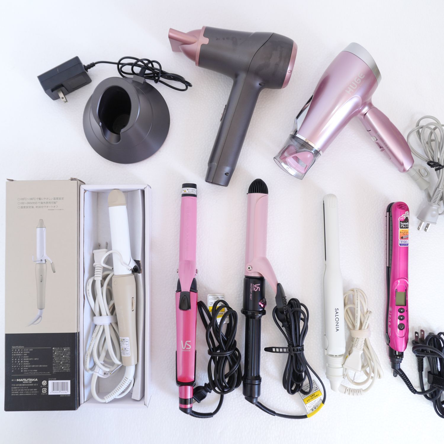動作品 7点 まとめ売り ヘアアイロン5本 ＋ ヘアドライヤー2台 VS 