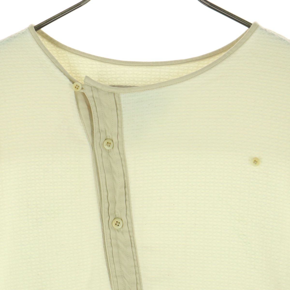 古着 Milok ミロック SIDE H QS SHIRTS 長袖 ヘンリーネック カットソー 46 ホワイト レディース Milok ミロック SIDE H QS SHIRTS 長袖 ヘンリーネック カットソー 46