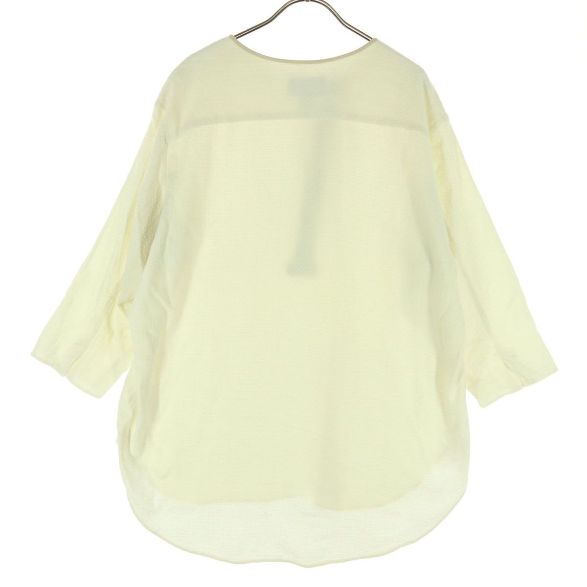 古着 Milok ミロック SIDE H QS SHIRTS 長袖 ヘンリーネック カットソー 46 ホワイト レディース Milok ミロック SIDE H QS SHIRTS 長袖 ヘンリーネック カットソー 46