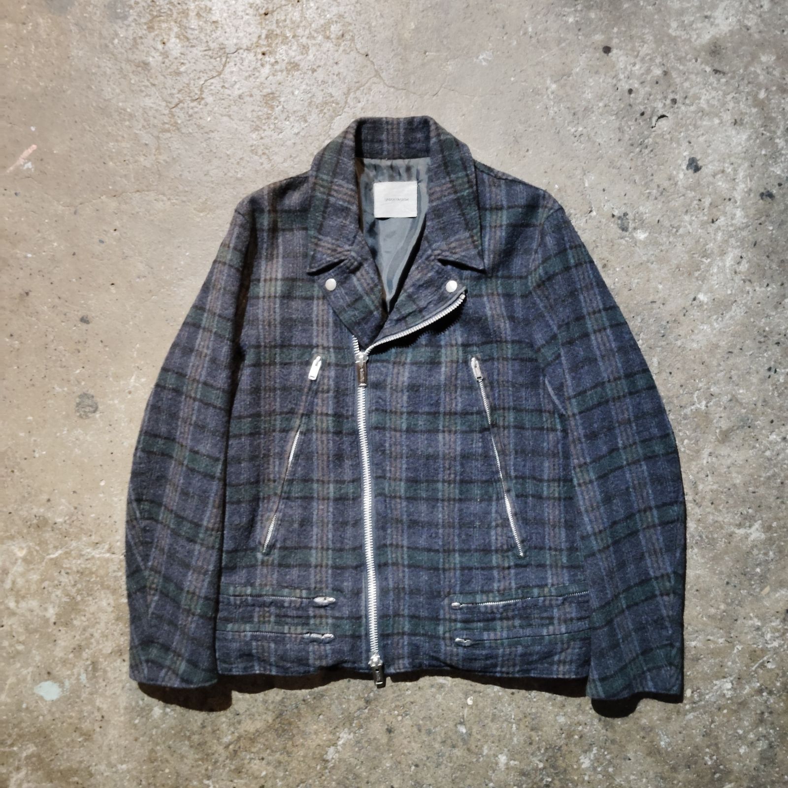 UNDERCOVERISM 13aw ウール縮絨ライダースジャケット チェック 