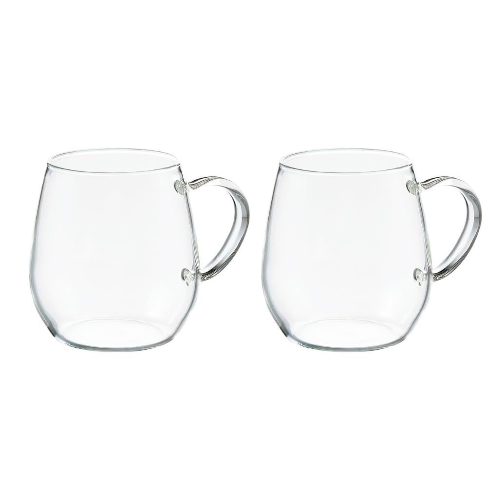 【売切注意!お早めに】 HARIO(ハリオ) ラウンドマグ 2個セット 360ml コーヒー ティー グラス 電子レンジ・食洗器OK 耐熱ガラス 日本製 RDM-1824