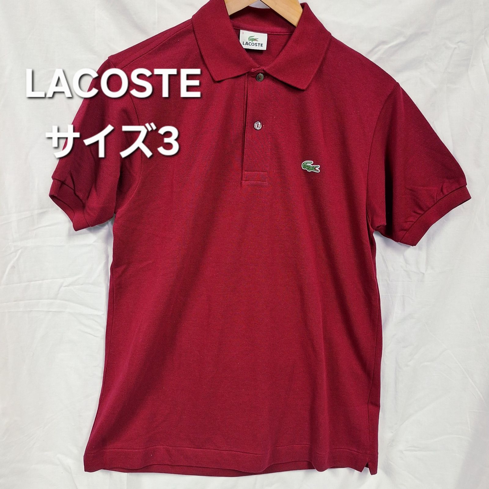 美品☆LACOSTE ラコステ レッド 半袖ポロシャツ Mサイズ サイズ3 