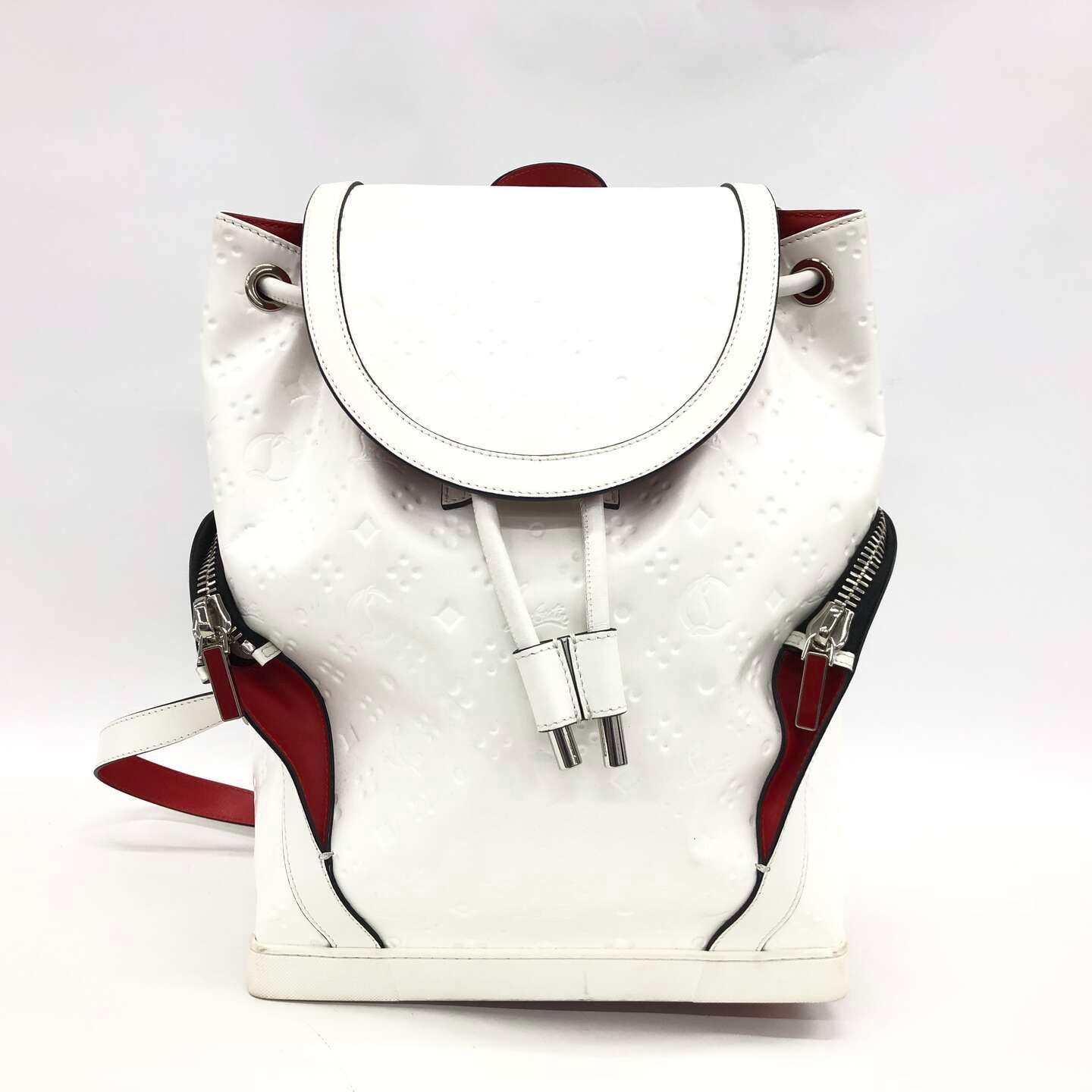 正規品 Christian Louboutin Explorafunk バックパック 白×赤 レザー 