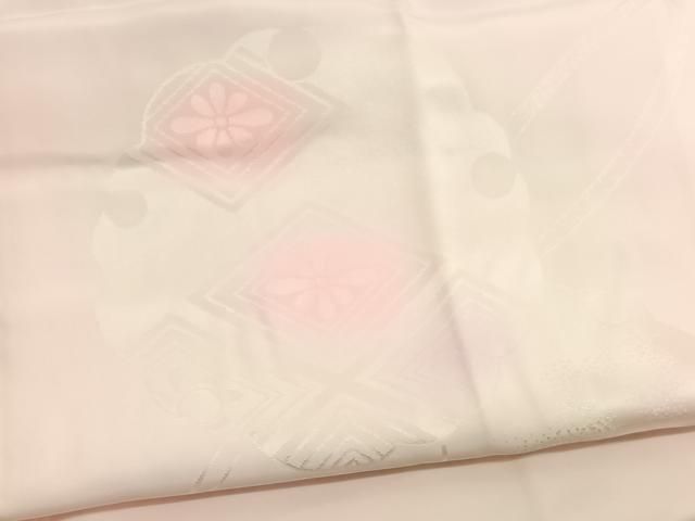 平和屋着物●長襦袢　袷　雪輪網目舞桜地紋　櫨染色　半衿刺繍　正絹　逸品　CABE2448yc 平和屋着物○長襦袢 袷 雪輪網目舞桜地紋 櫨染色 半衿刺繍 正絹 逸品