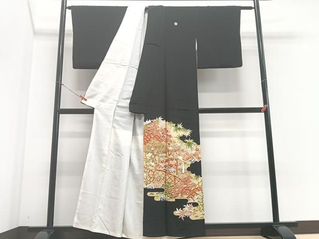 平和屋着物□豪華黒留袖 作家物 短冊風景文 金彩 正絹 逸品 CABF4355ev