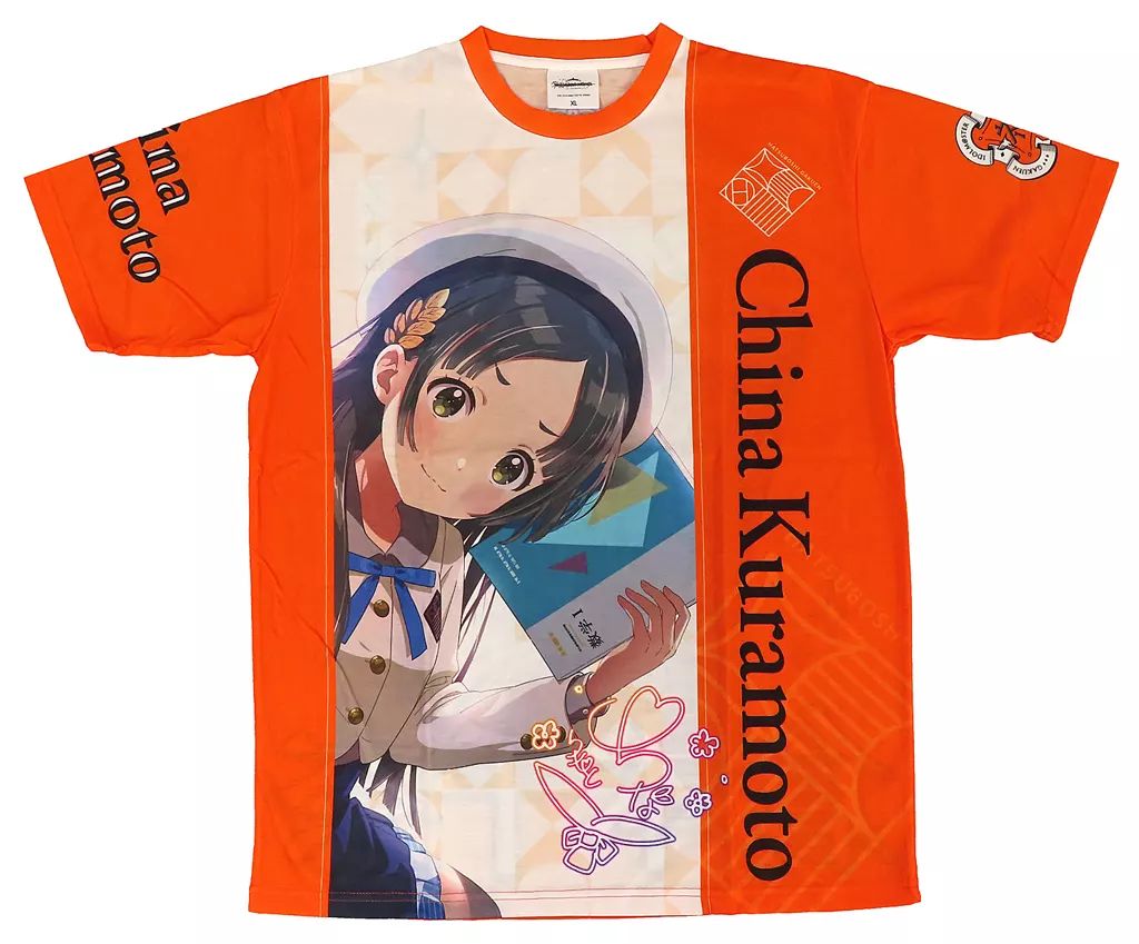 学園アイドルマスター 倉本千奈 観客Tシャツ 中古】Tシャツ 倉本千奈 公式フルグラフィックTシャツ オレンジ L