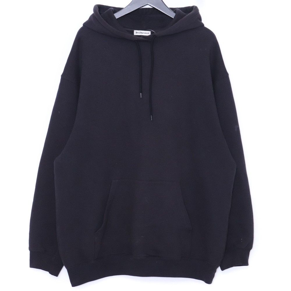 親鳥様用BALENCIAGAバックロゴ ブラック フード パーカー プルオーバー BALENCIAGA バックロゴプルオーバースウェットパーカー Sサイズ