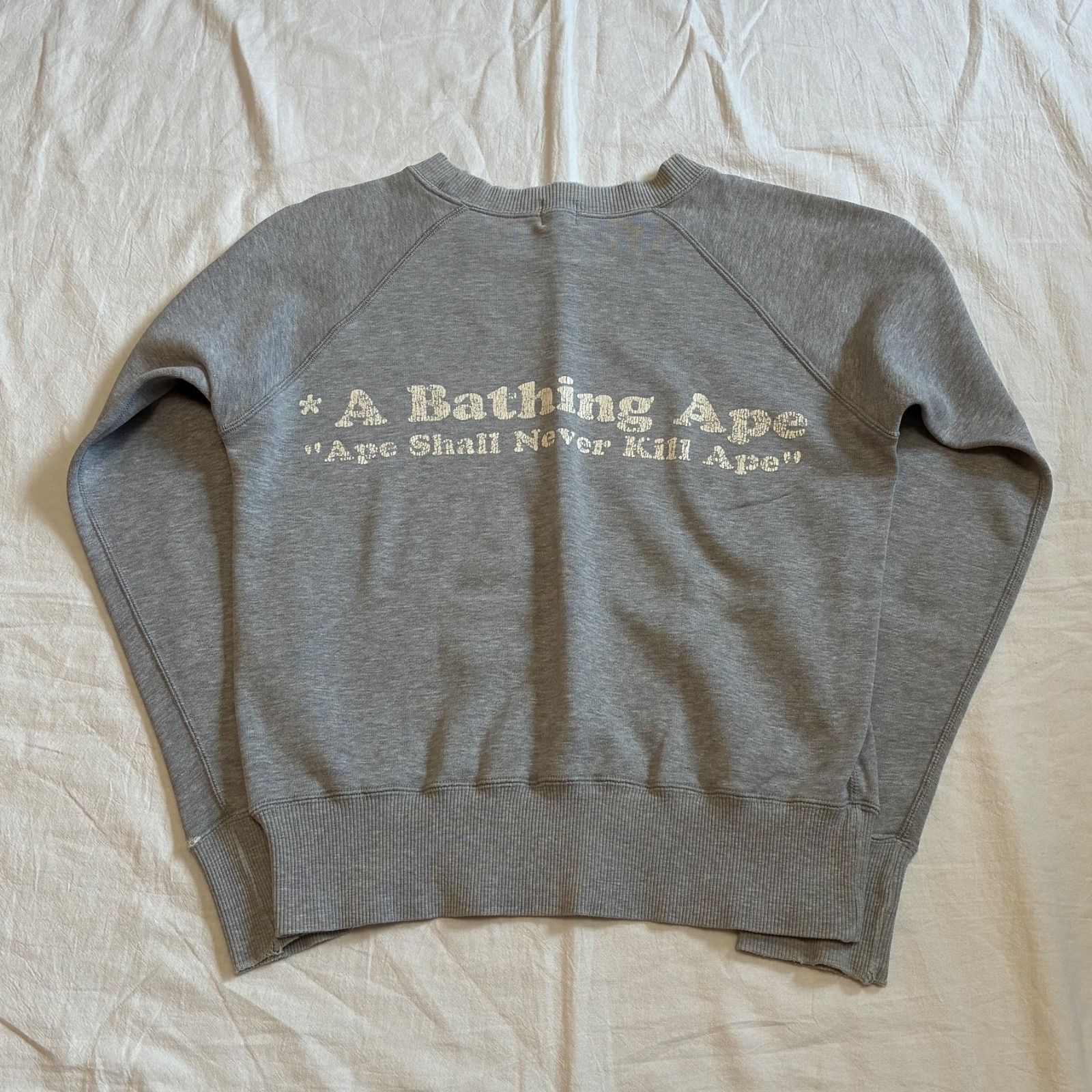90s〜 A BATHING APE アベイシングエイプ スウェット A life グレー S 