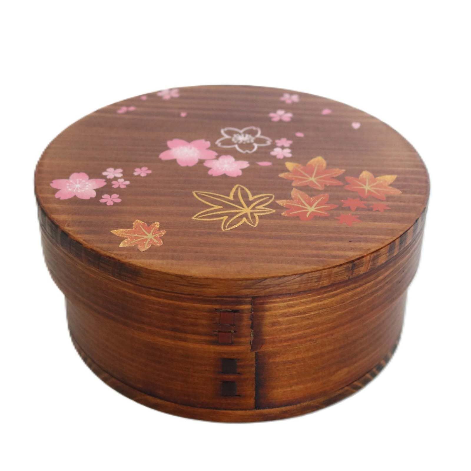 特価商品 若兆 弁当箱 お子さま曲げわっぱ弁当箱 春秋 漆 丸型 650ml 約φ14.5×6cm ブラウン 21SU-ASJ