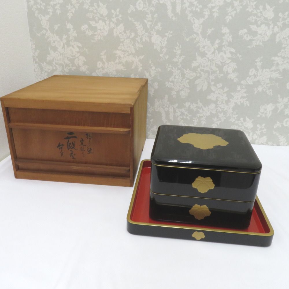 輪島塗 漆器 2段重箱 共箱・台付き Yahoo!オークション - 2箱セット