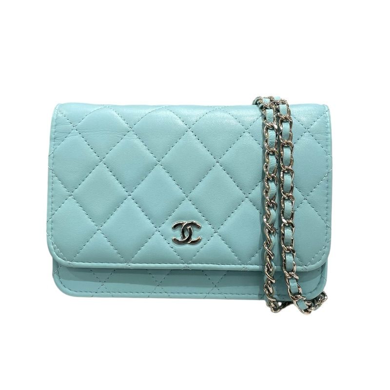 シャネル CHANEL マトラッセチェーンウォレット AP1649 ライトブルー シルバー金具 ラムスキン レディース ショルダーバッグ シャネル CHANEL マトラッセチェーンウォレット AP1649 ライトブルー