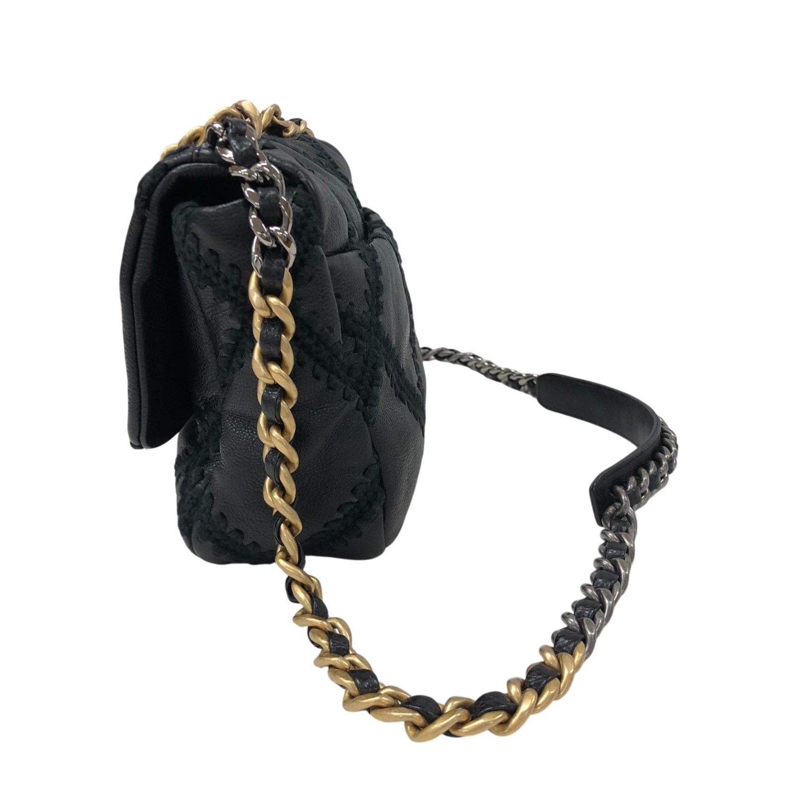シャネル CHANEL CHANEL19 フラップ バッグ AS1160 ブラック ゴールド/シルバー金具 レザー レディース ショルダーバッグ シャネル CHANEL CHANEL19 フラップ バッグ AS1160 ブラック ゴールド