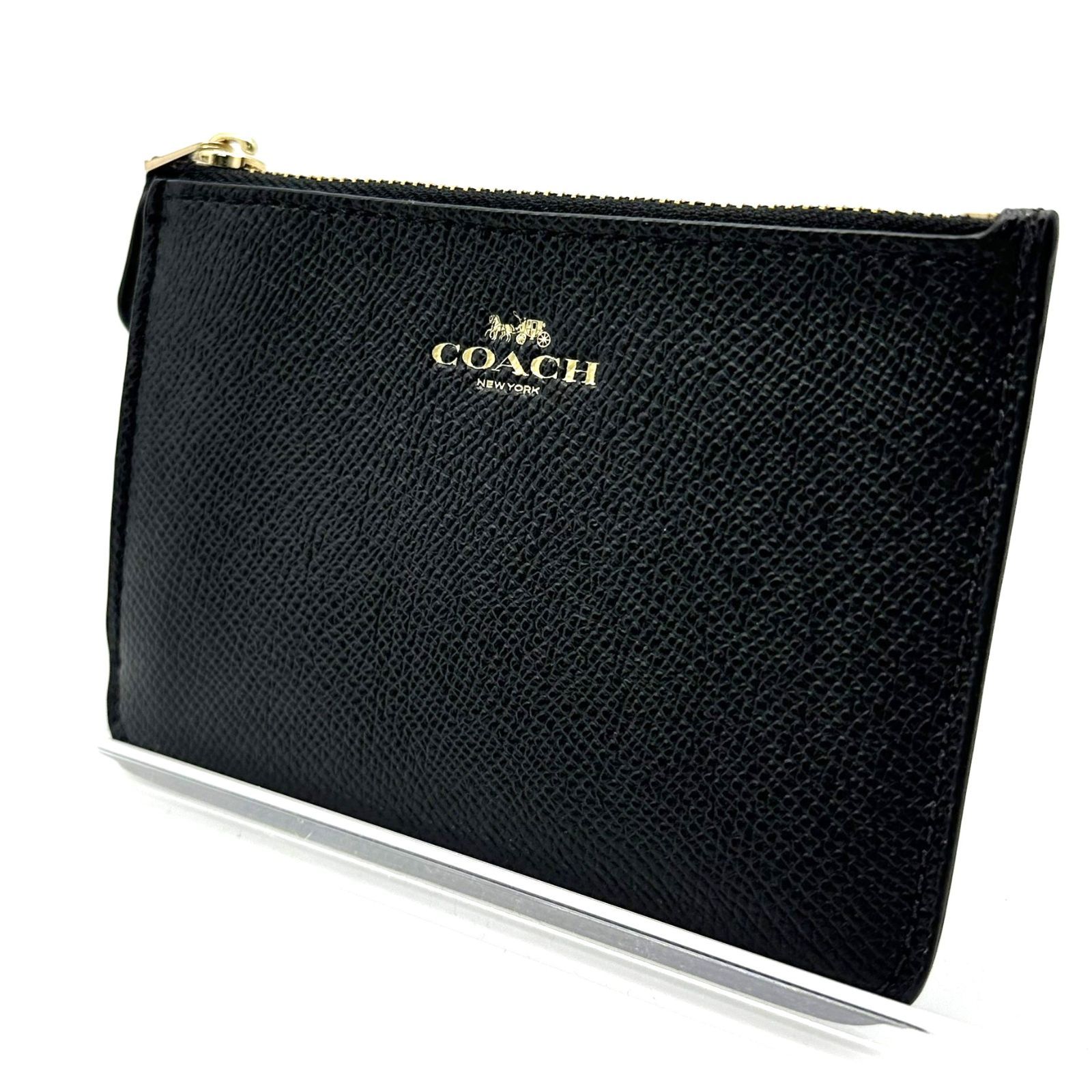 コーチ COACH コインケース 小銭入れ PVC レザー ブラック ファスナー 