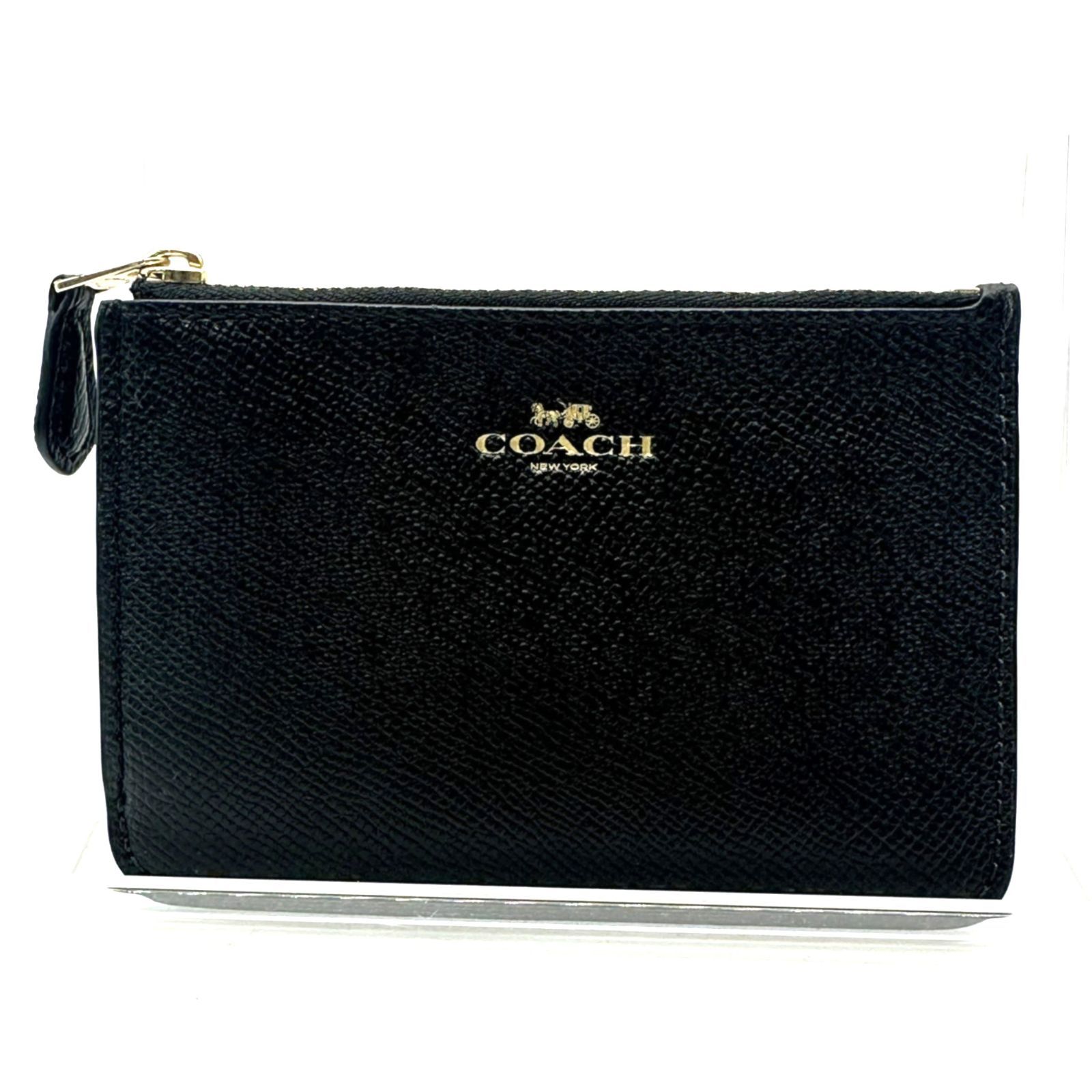 コーチ COACH コインケース 小銭入れ PVC レザー ブラック ファスナー 