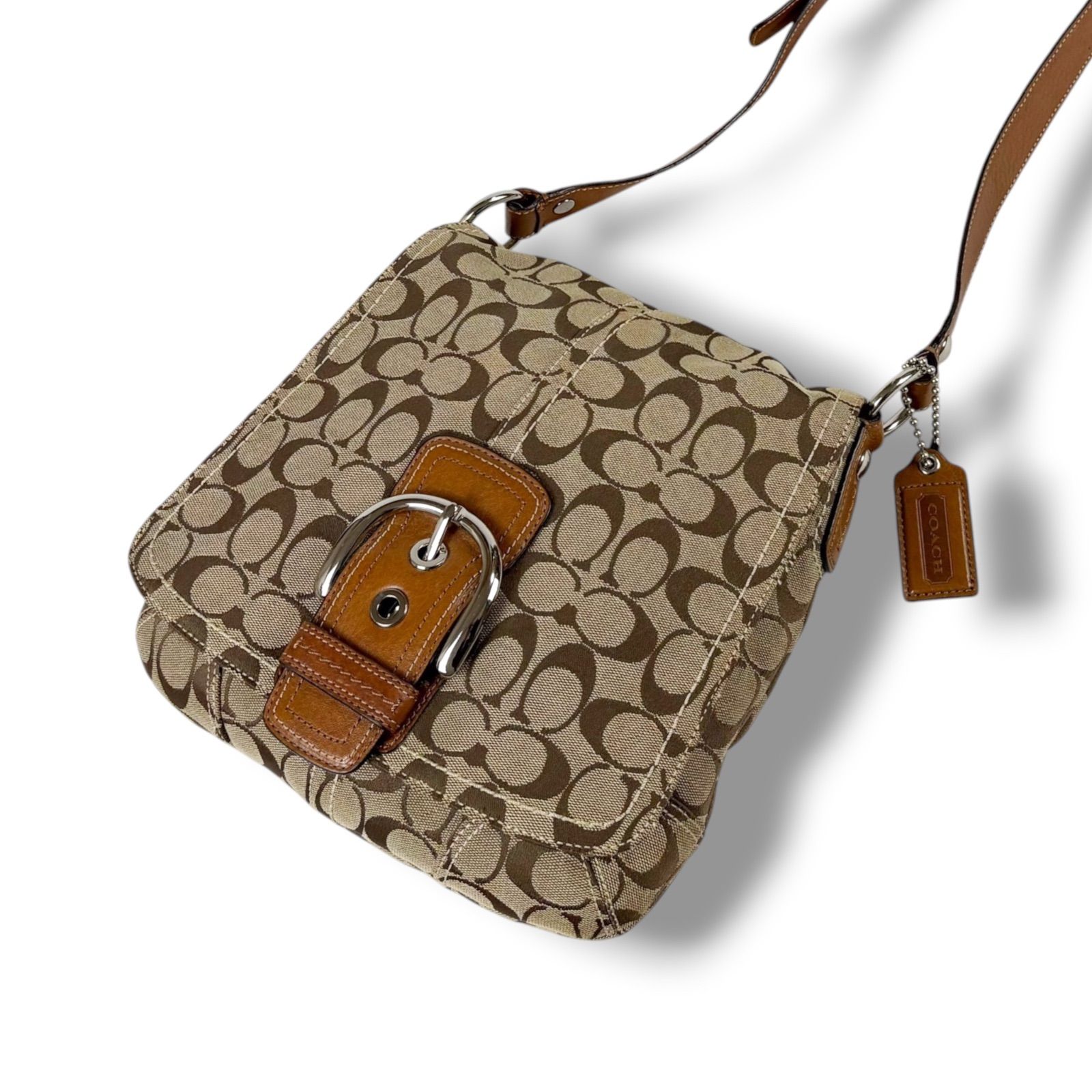 コーチ COACH シグネチャー柄 クロスボディバッグ ブラウン ベージュ 