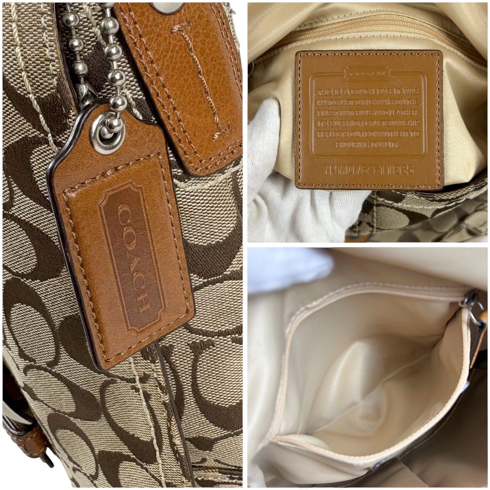 コーチ COACH シグネチャー柄 クロスボディバッグ ブラウン ベージュ 