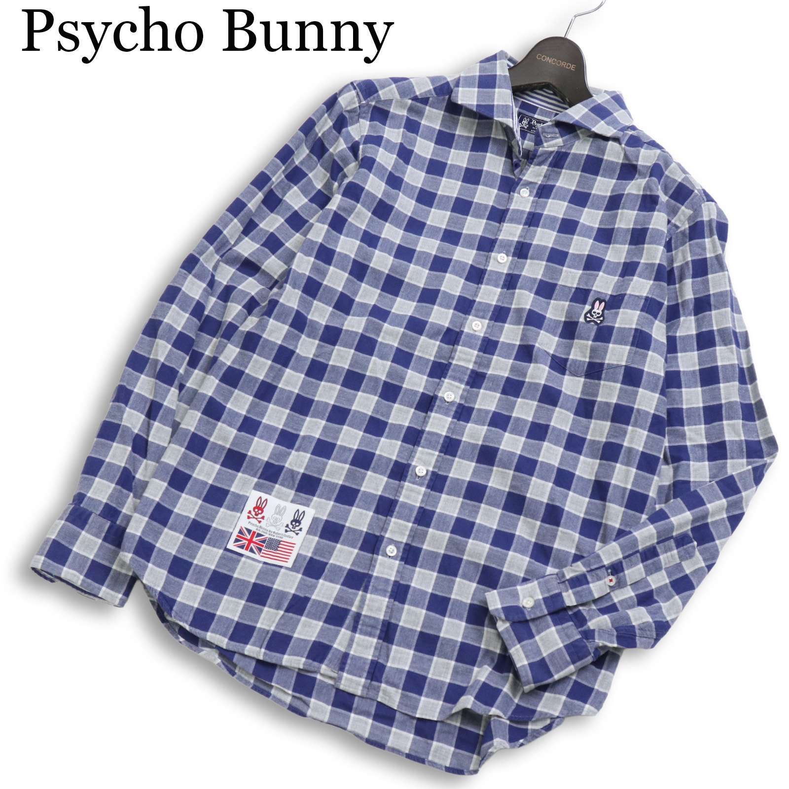 Psycho Bunny サイコバニー 長袖ボタンダウンシャツ ネルシャツ 