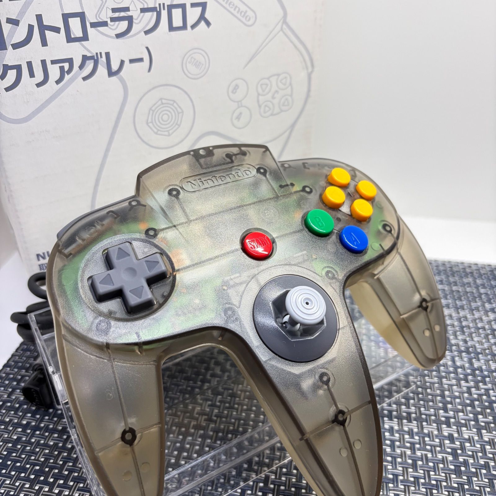 【美品】ニンテンドー64 コントローラーブロス クリアグレー クリアブラック 化粧箱付き