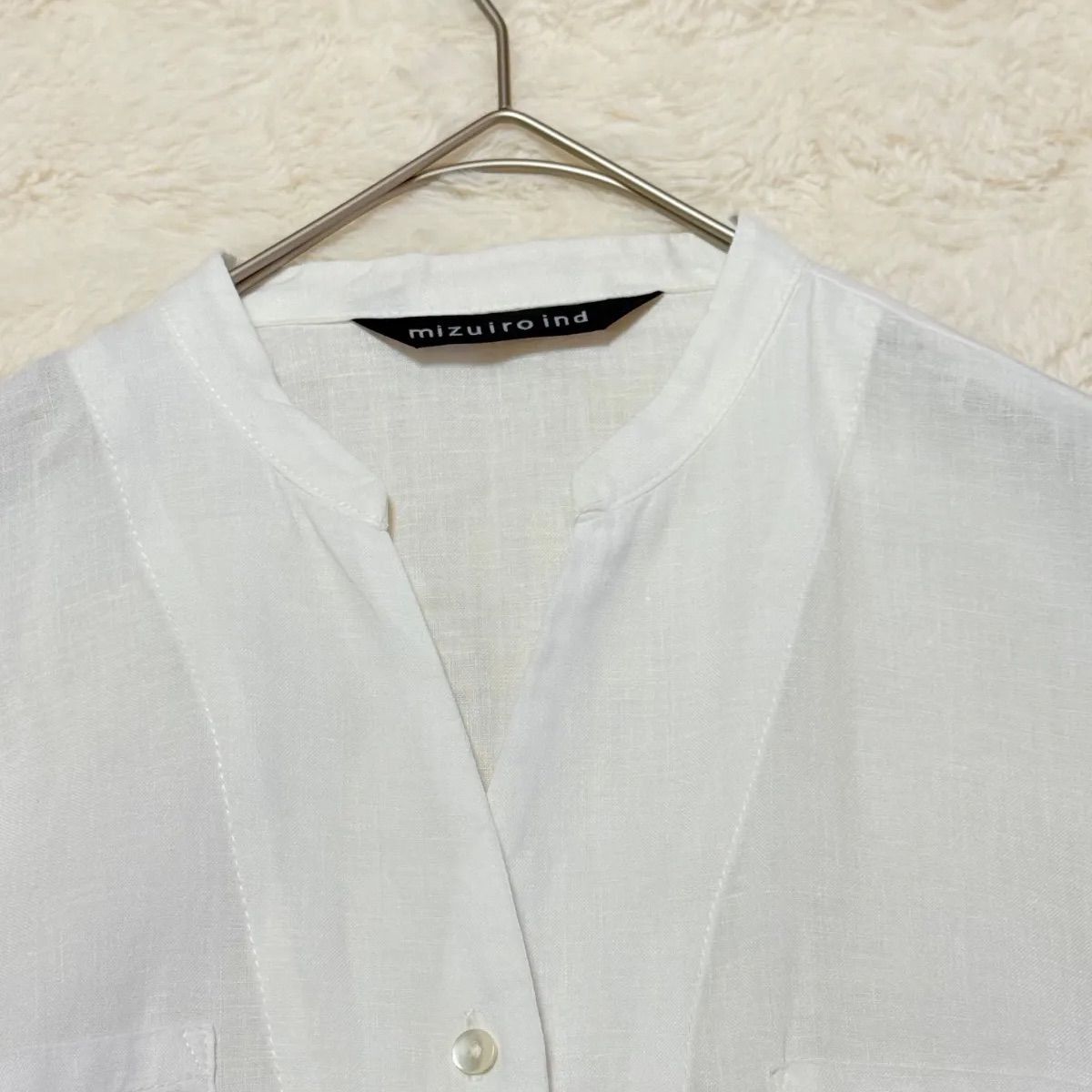mizuiro ind ミズイロインド リネン100% コクーンブラウス ホワイト 