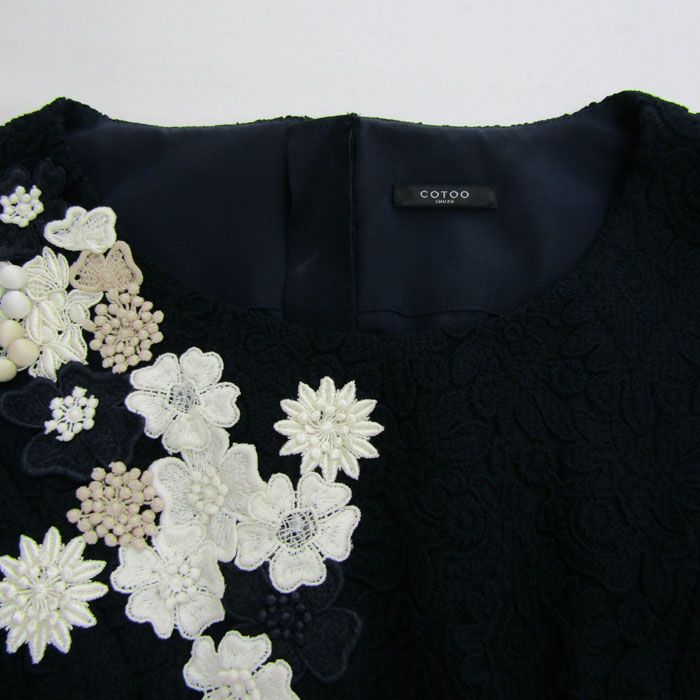 コトゥー ワンピース トップス 長袖 花柄 レース 刺繍 レディース 40