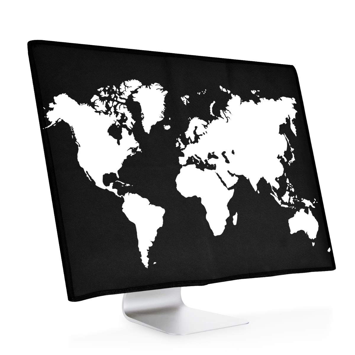 kwmobile Computer Monitor Cover Fits 24-26" Monitors - Travel Outline White/Black R4 166
