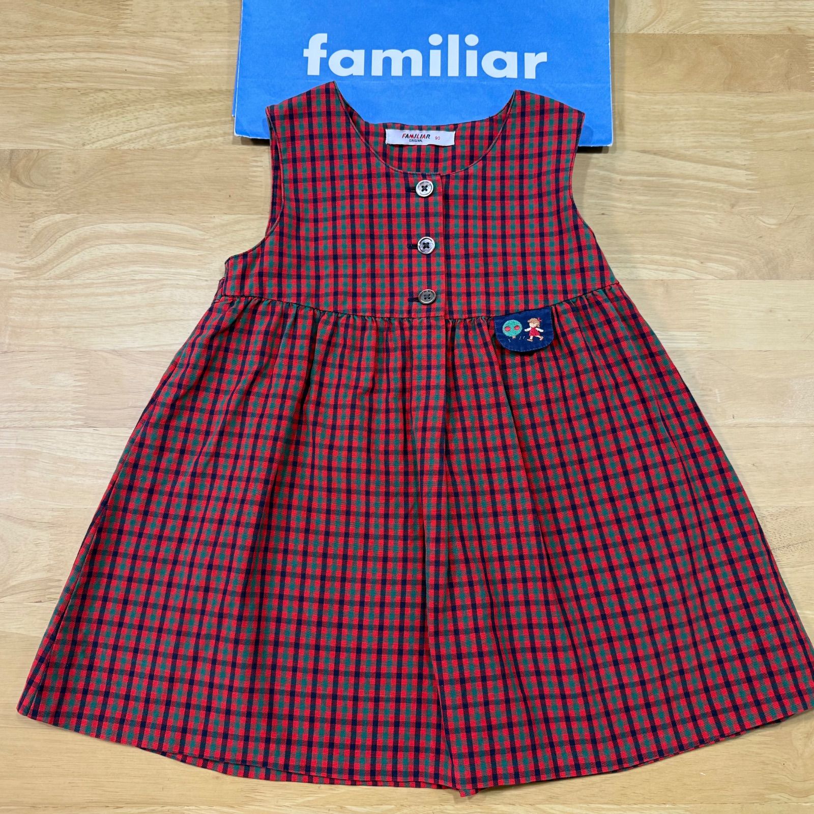 ファミリアチェックワンピース◎美品◎サイズ90 - メルカリ