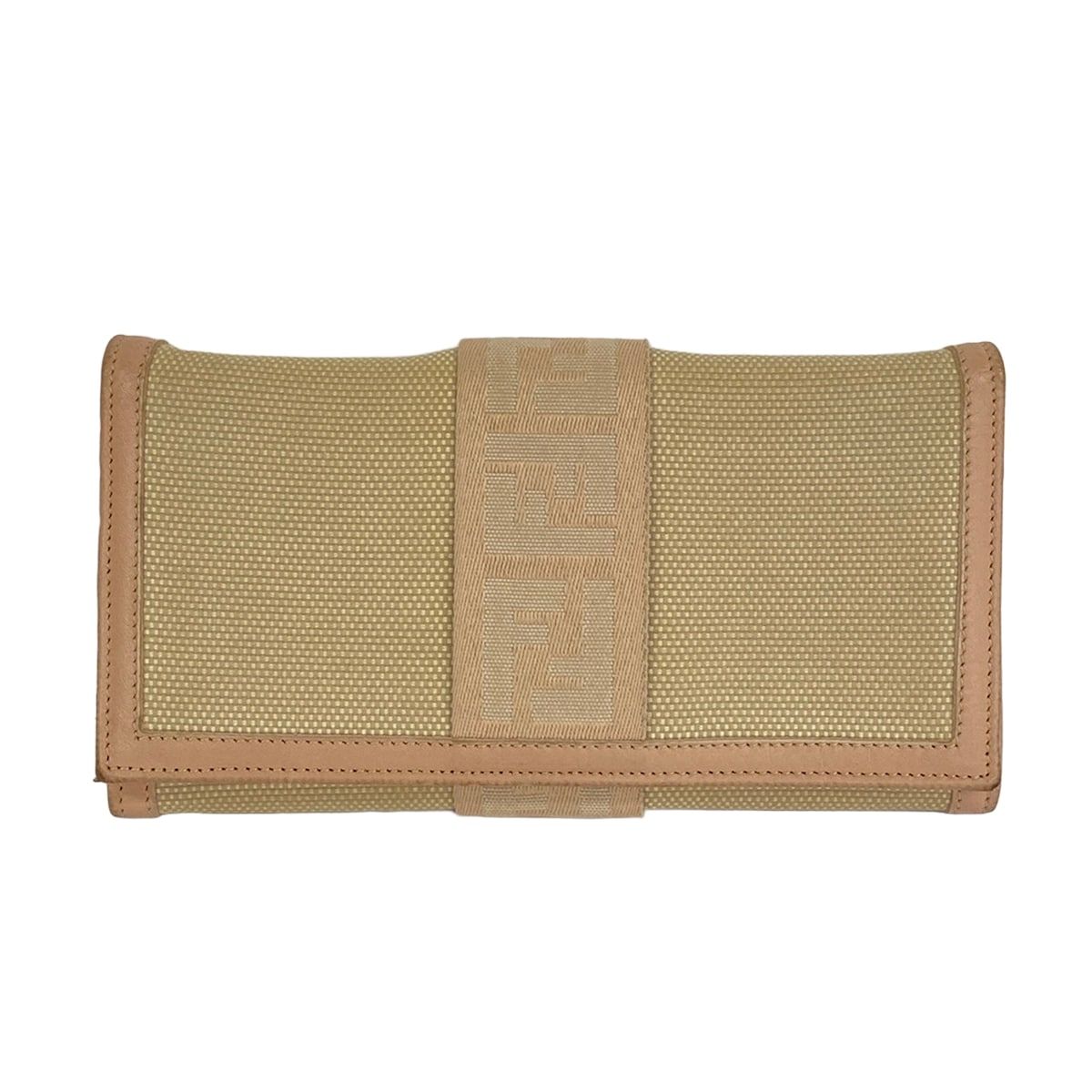FENDI(フェンディ) 長財布 - 8M0000 ベージュ×ピンクベージュ レザー 