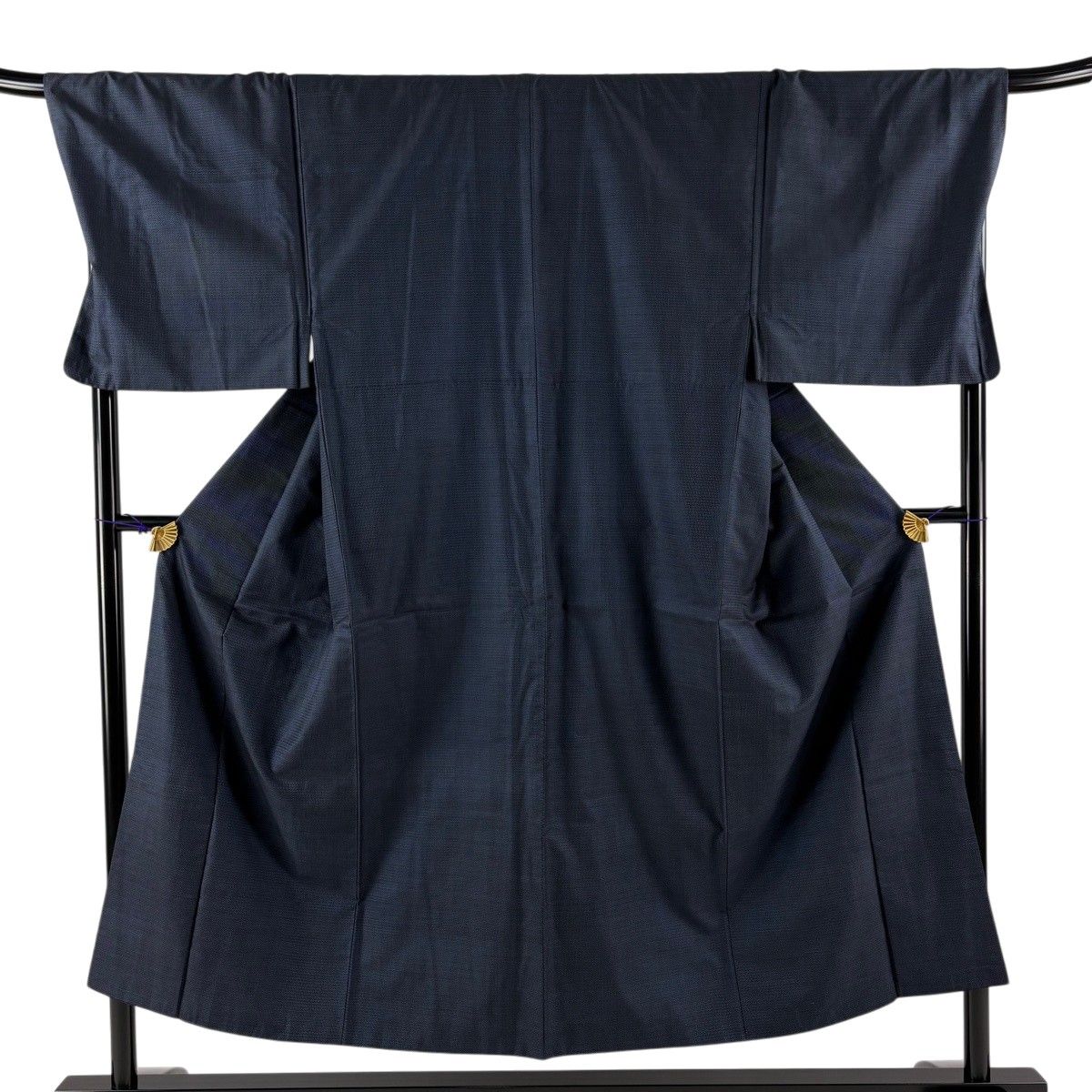男着物 身丈150cm 裄丈71cm L 袷 アンサンブル 紬 亀甲絣 紺色 正絹 秀 