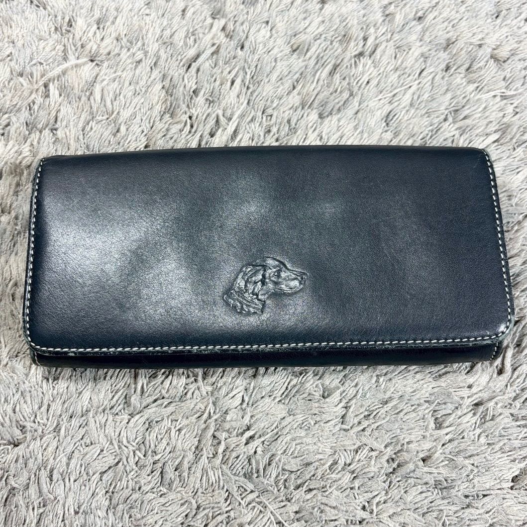 Kitamura キタムラ 長財布 レザー ネイビー 犬ロゴ - メルカリ