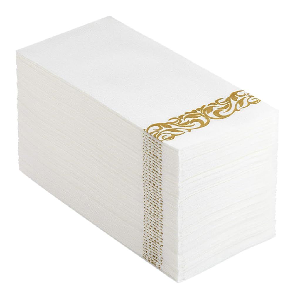 紙ナプキン 100枚セット 大判20X10Cm ゴールデン花柄 折りたたみタイプ ホテル・レストラン用 パーティー向け 食卓を華やかに演出