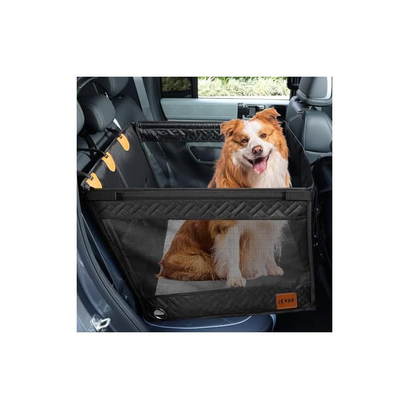 KYG 【新登場】ドライブボックス 大型犬用 空間拡大 後部座席用 ドライブペット 底板入り 型崩れしない 飛び出し防止リード付き 中敷き付き 折り畳み可能 滑り止め 犬車に乗せるグッズ キャンプ旅行 犬旅 全種犬 多頭飼い ブラック 0
