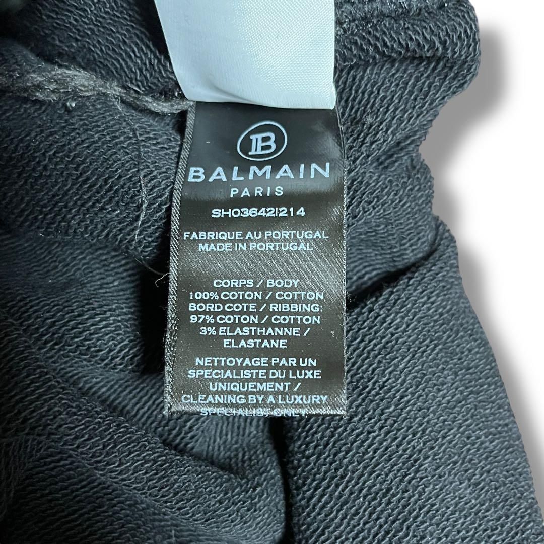 BALMAIN バルマン サイドジップ パーカー XS デカロゴ ブラック - メルカリ