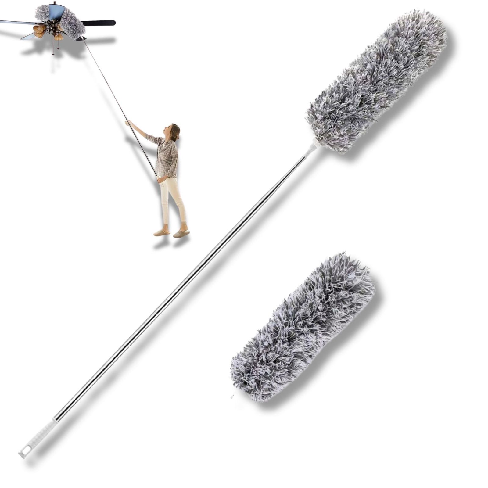 RYOHIN Lab. ホコリ取り ハンディモップ 長い 2.8m 伸縮可能 高所 掃除 はたき 洗える 静電気 マイクロファイバー 高い所 ...