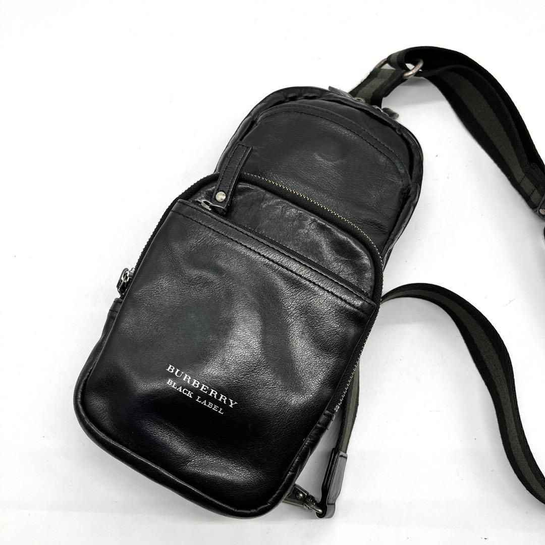 BURBERRY オールレザー ボディバッグ スリングバッグ ブラック 2403 
