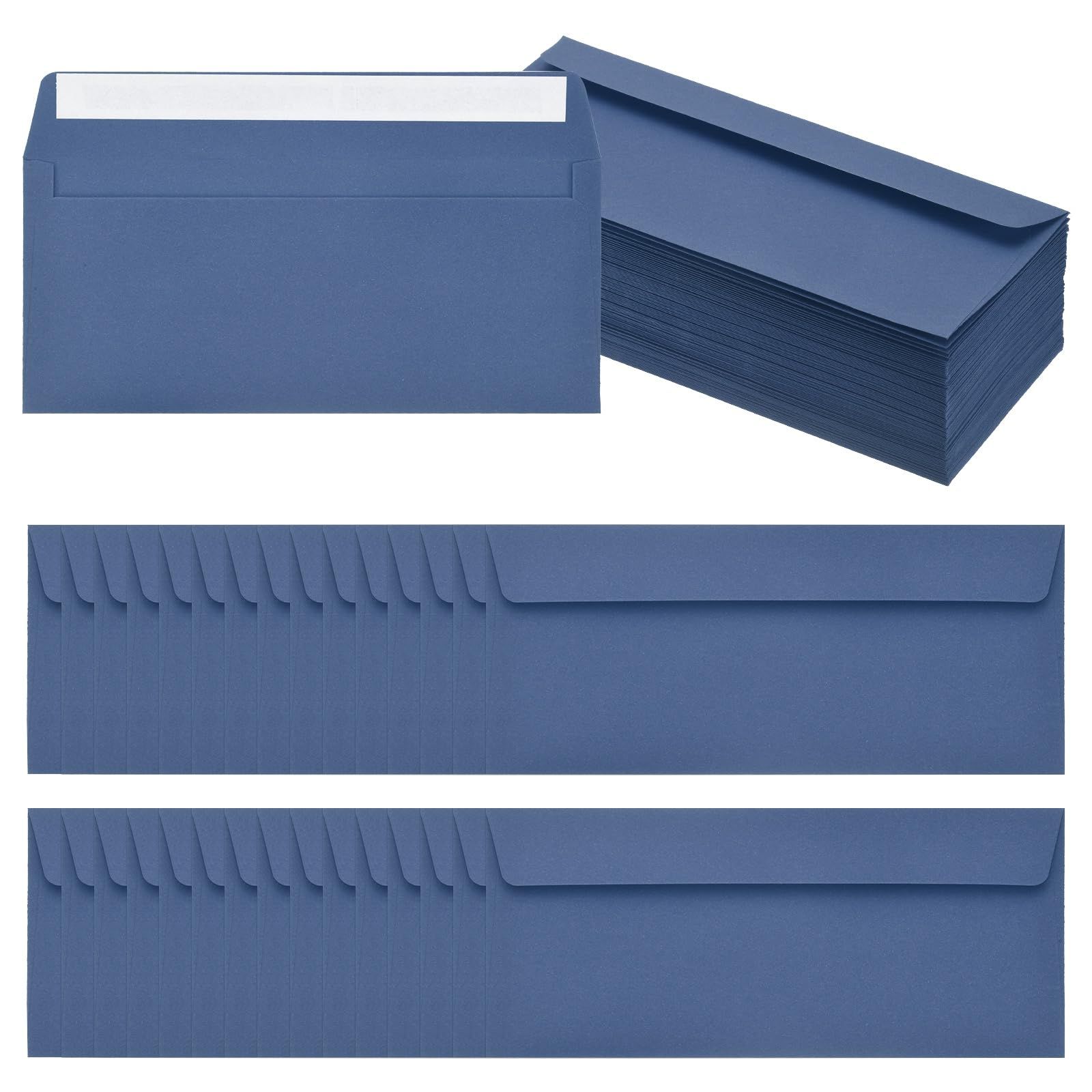 新品 PATIKIL レターセット 無地 封筒 17色 24.1x10.5cm シール付き #10 手紙セット 郵送 ビジネス 便箋 事務所 クリスマスカード 誕生日 100枚セット ダークブルー