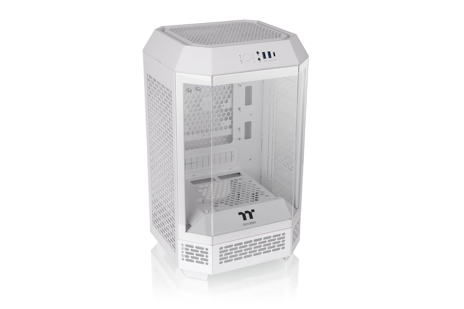 新品 Thermaltake The Tower 250 Snow 3面強化ガラスパネル採用 八角柱スタイル ミニタワー Mini-ITX PCケース CA-1Z9-00S6WN-00 CS9140
