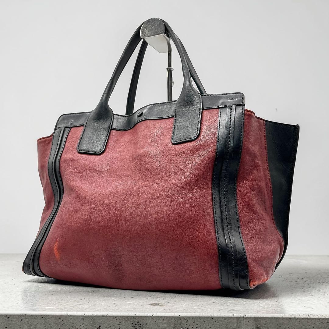 Chloe Alison Tote Bag Leather Red Black - メルカリ