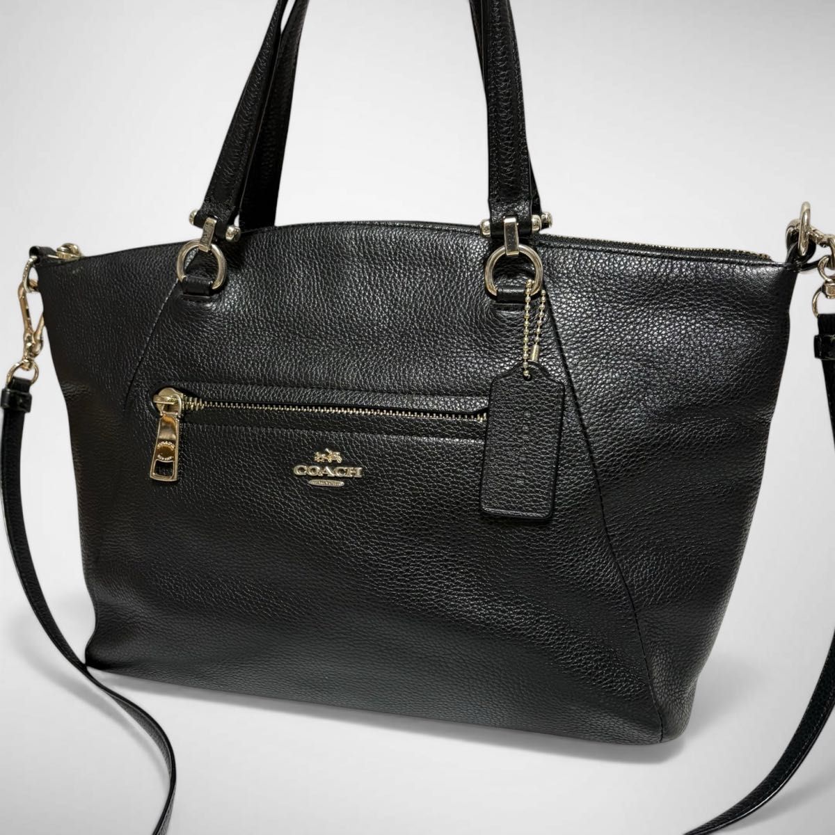 良品 COACH コーチ 2way ハンドバッグ 黒 レザー ショルダーバッグ