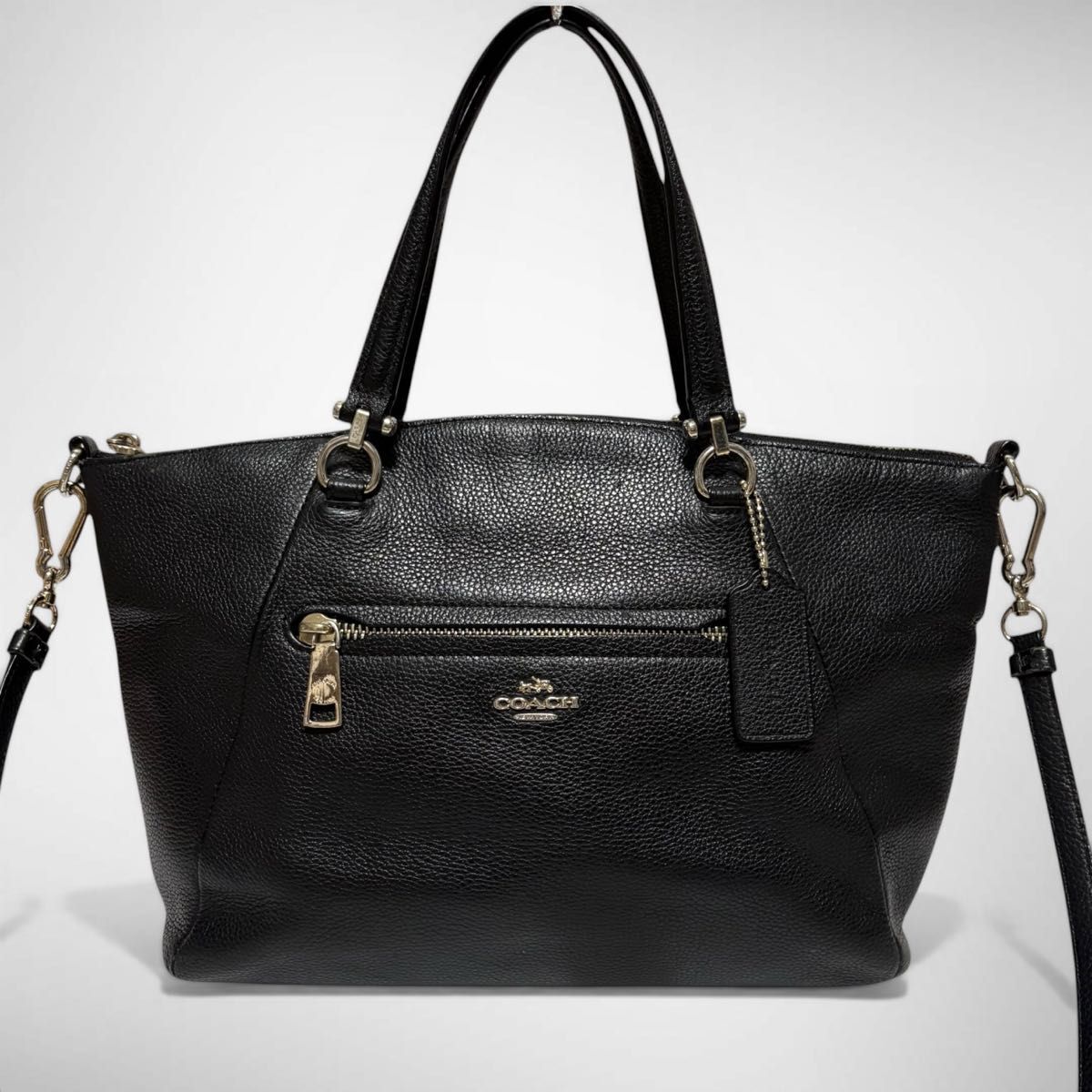 良品 COACH コーチ 2way ハンドバッグ 黒 レザー ショルダーバッグ
